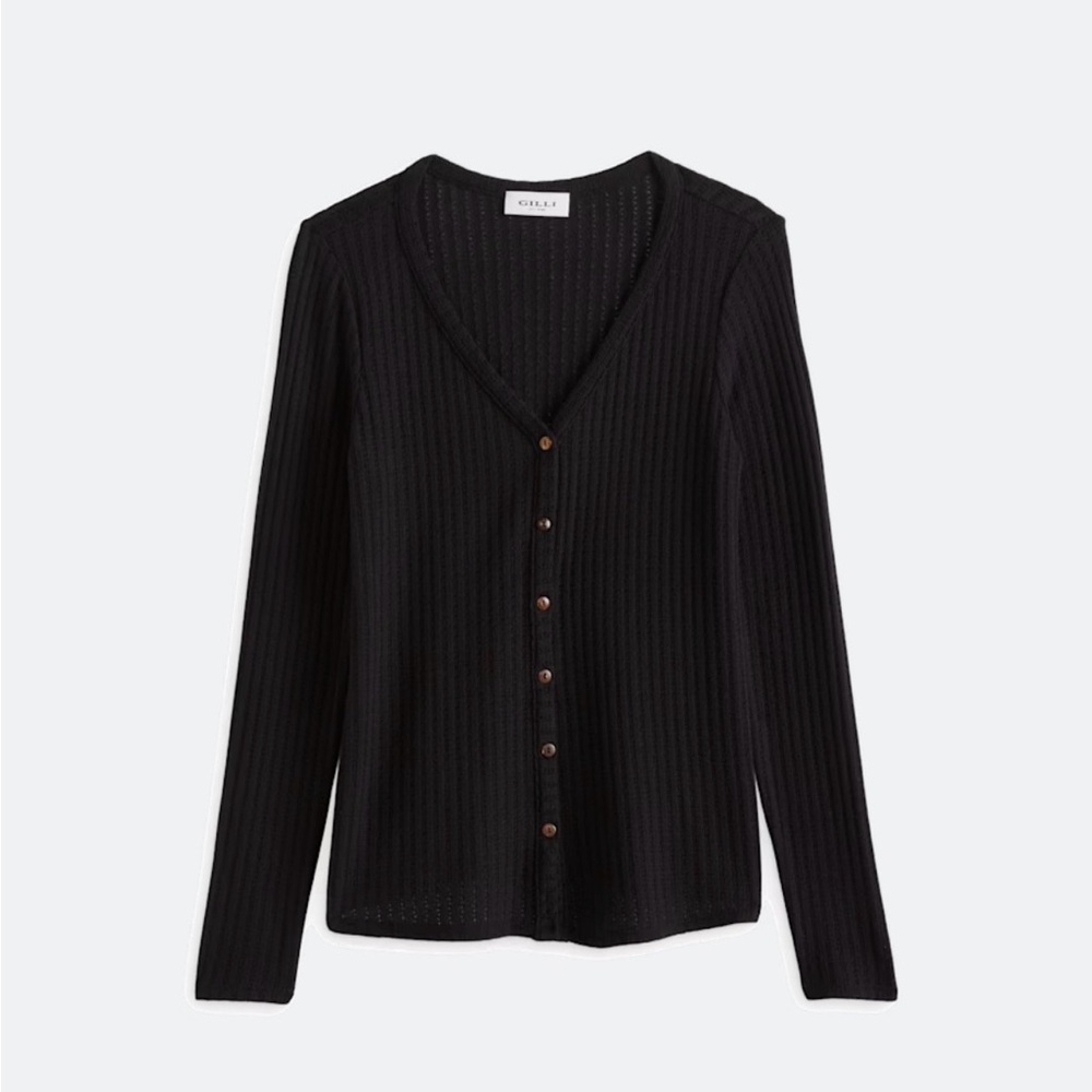 Gilli Black Ribbed Cardigan